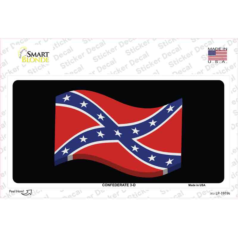 Confederate 3-D Flag Novelty Sticker Decal Small