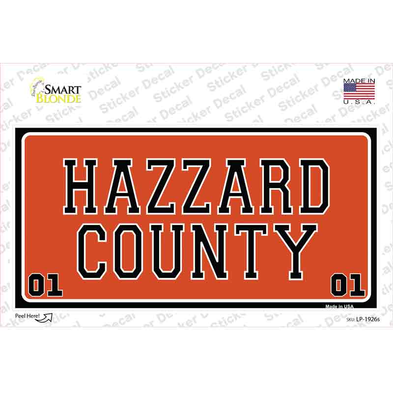 Hazard County Novelty Sticker Decal Small