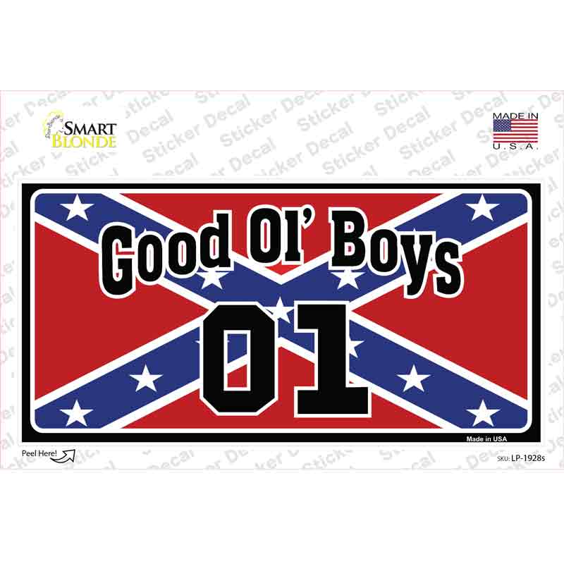 Good Ol Boys Confederate Flag Novelty Sticker Decal Small