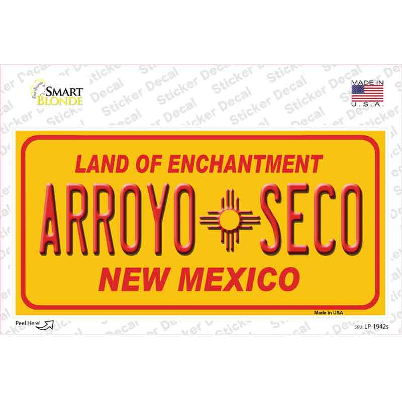 Arroyo Seco Yellow New Mexico Novelty Sticker Decal Small