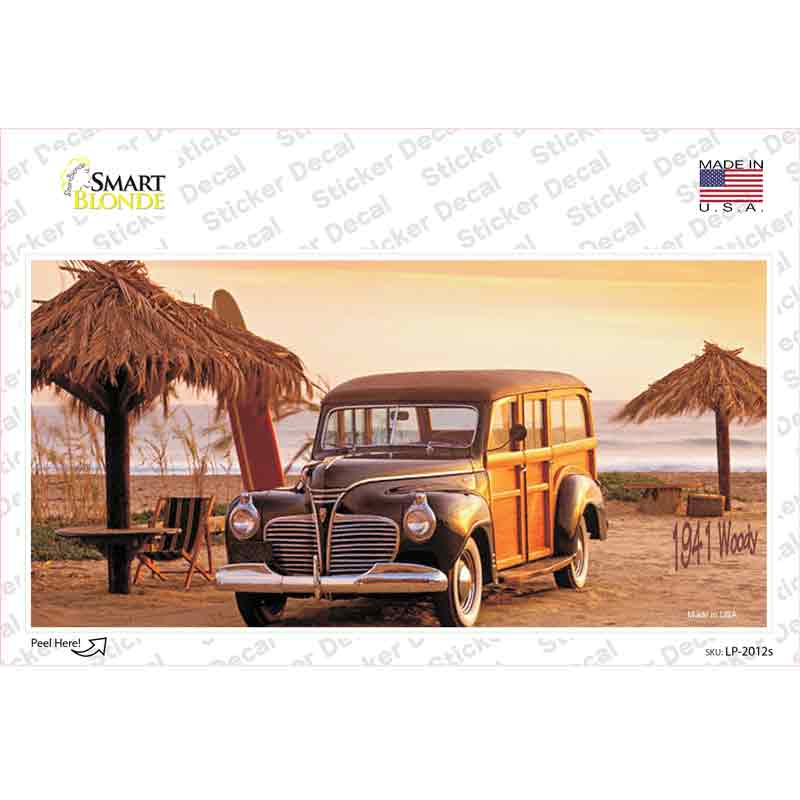 1941 Woody On The Beach Novelty Sticker Decal Small