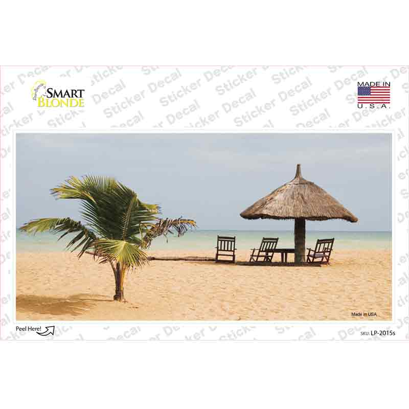 Tropical Beach Setting Novelty Sticker Decal Small