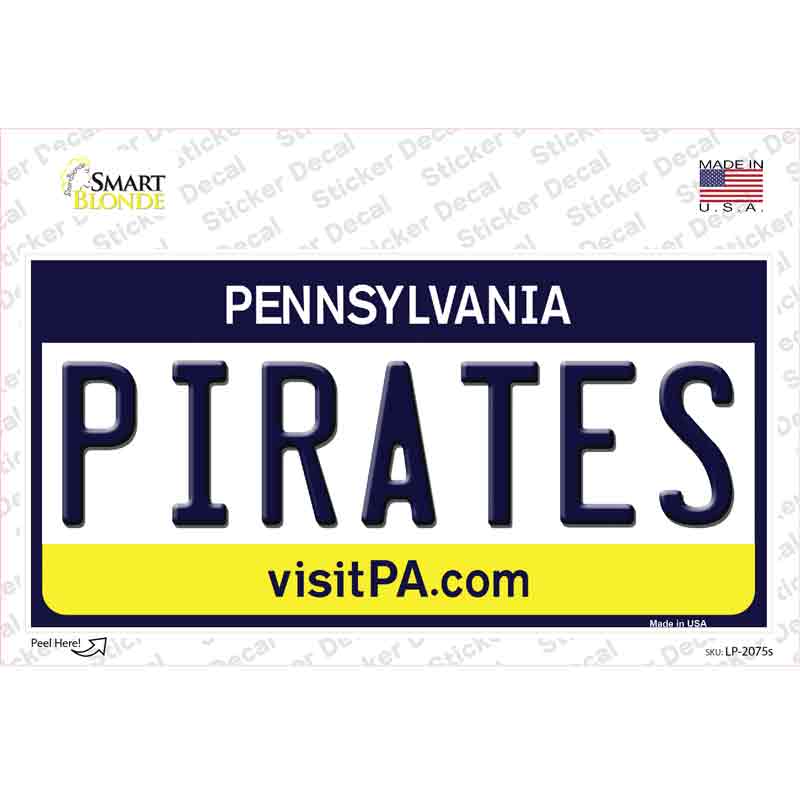 Pirates Pennsylvania State Novelty Sticker Decal Small