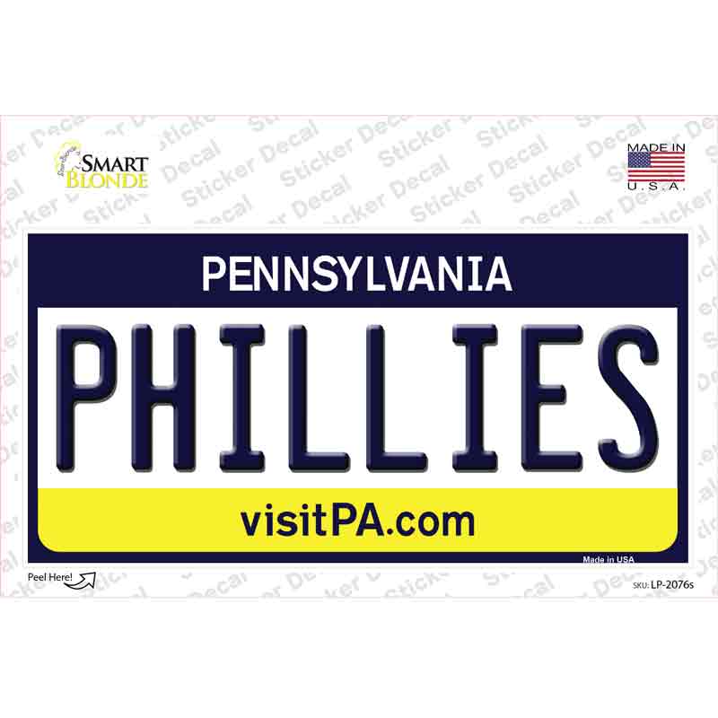 Phillies Pennsylvania State Novelty Sticker Decal Small