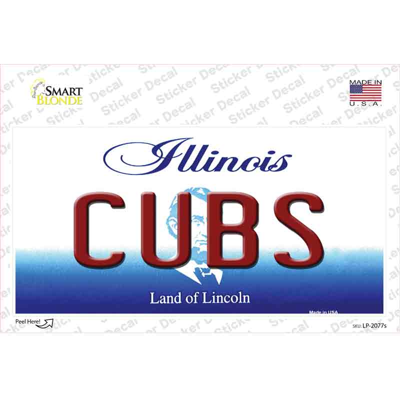 Cubs Chicago Illinois State Novelty Sticker Decal Small