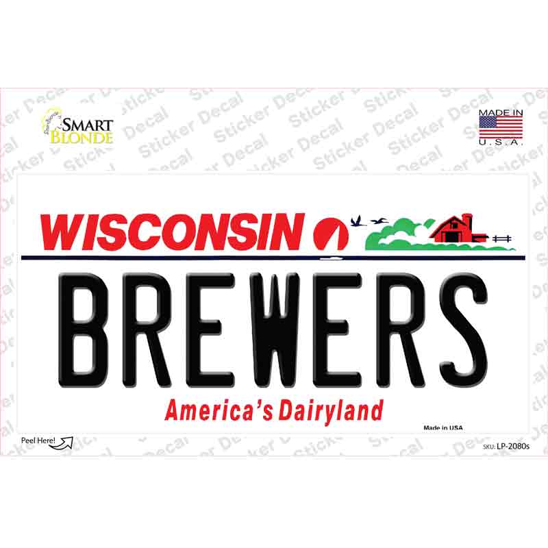 Brewers Wisconsin State Novelty Sticker Decal Small