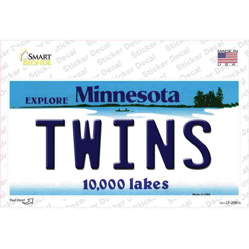 Twins Minnesota State Novelty Sticker Decal Small