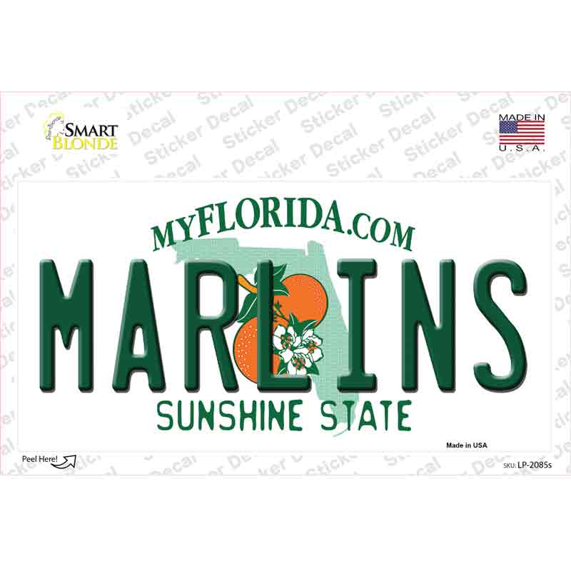 Marlins Florida State Novelty Sticker Decal Small