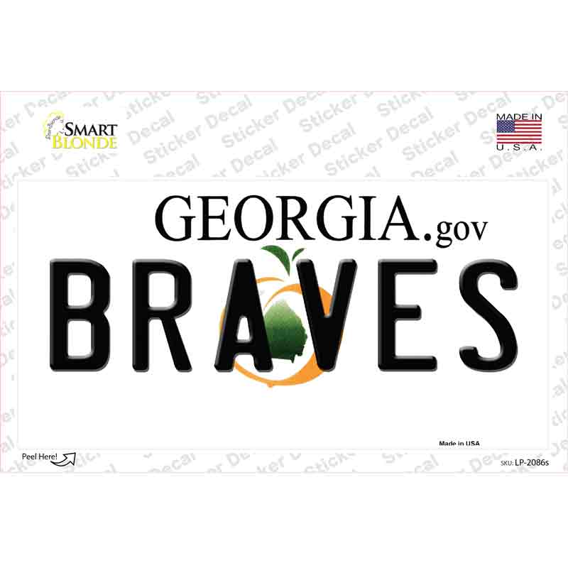 Braves Georgia State Novelty Sticker Decal Small