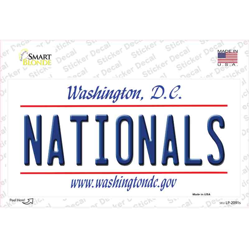 Nationals Washington DC State Novelty Sticker Decal Small