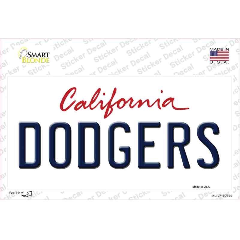 Dodgers California State Novelty Sticker Decal Small