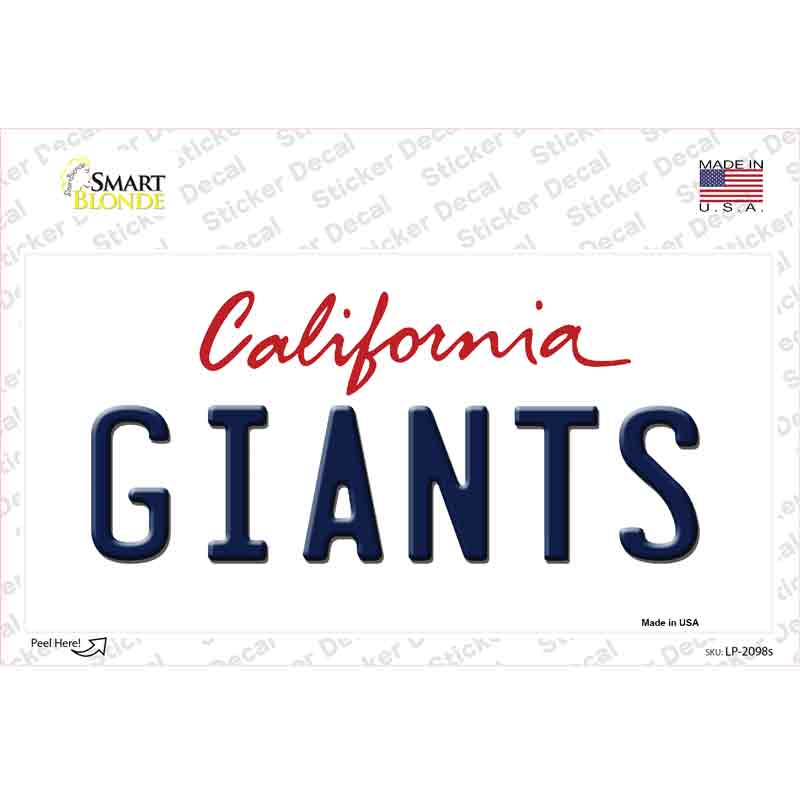 Giants California State Novelty Sticker Decal Small