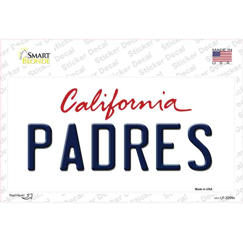 Padres California State Novelty Sticker Decal Small