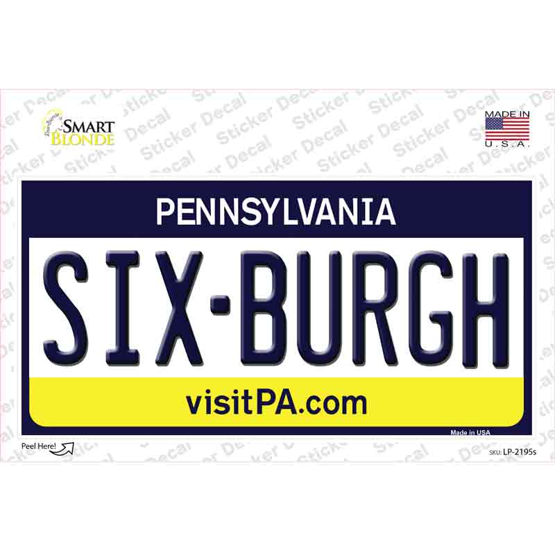 Sixburgh Pennsylvania Steelers Novelty Sticker Decal Small