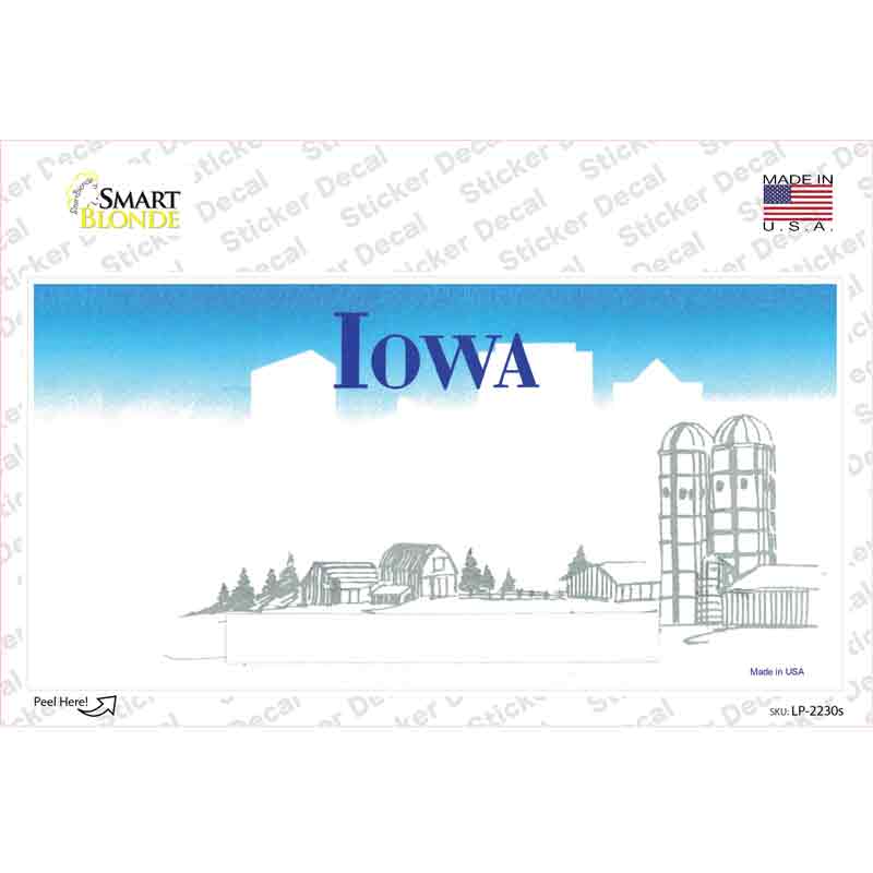 Iowa State Blank Novelty Sticker Decal Small