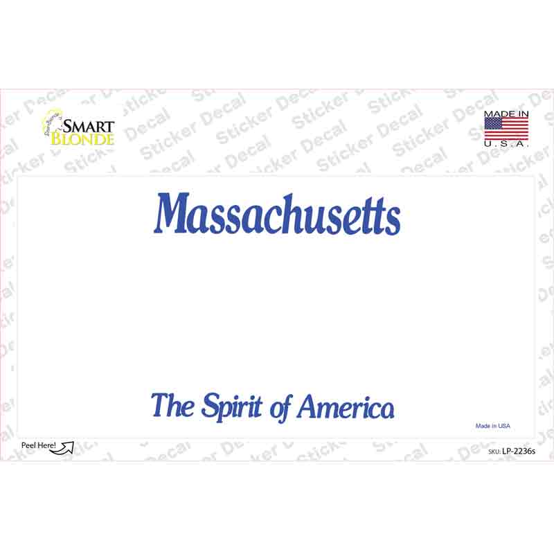 Massachusetts State Blank Novelty Sticker Decal Small