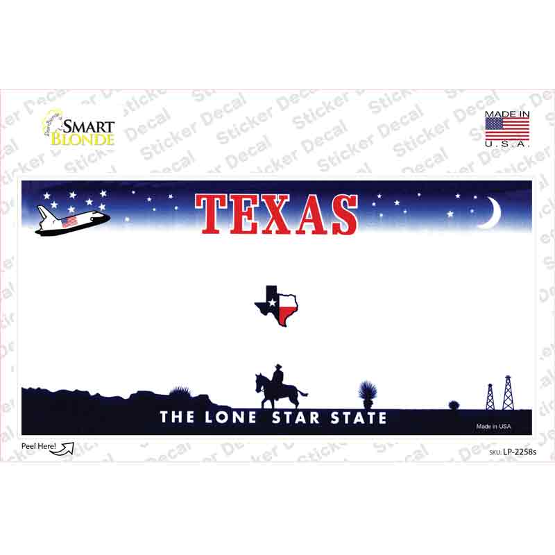 Texas State Blank Novelty Sticker Decal Small