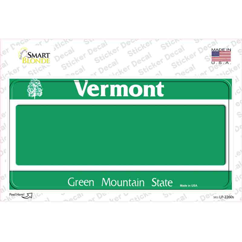 Vermont State Blank Novelty Sticker Decal Small