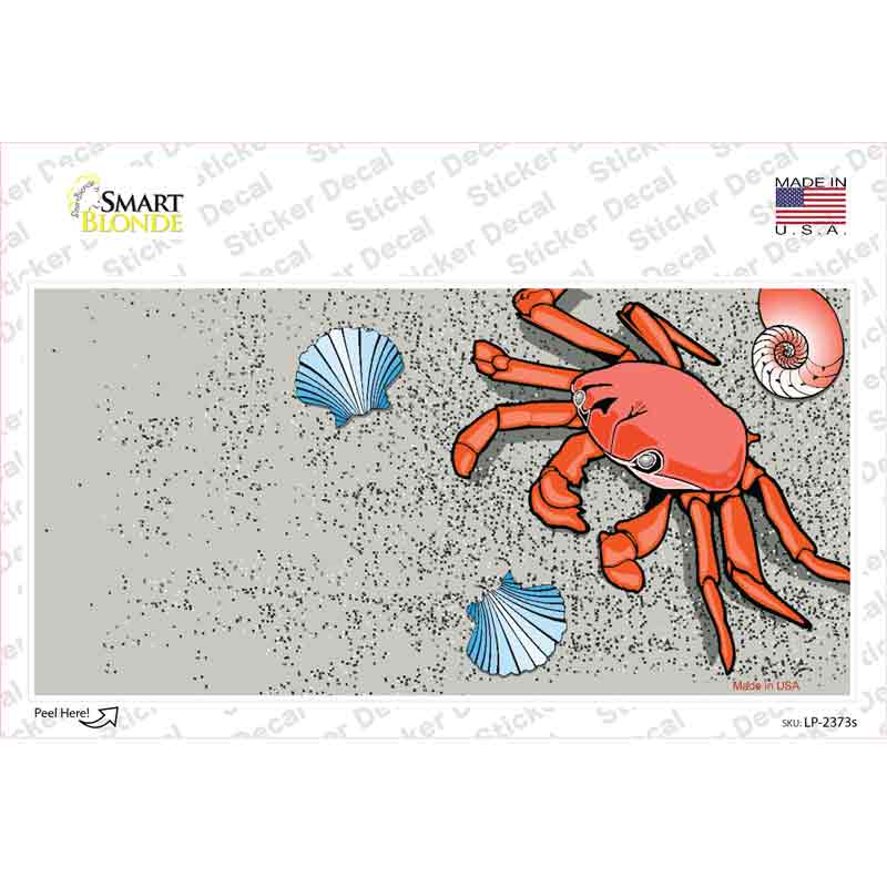 Crab And Seashells Novelty Sticker Decal Small