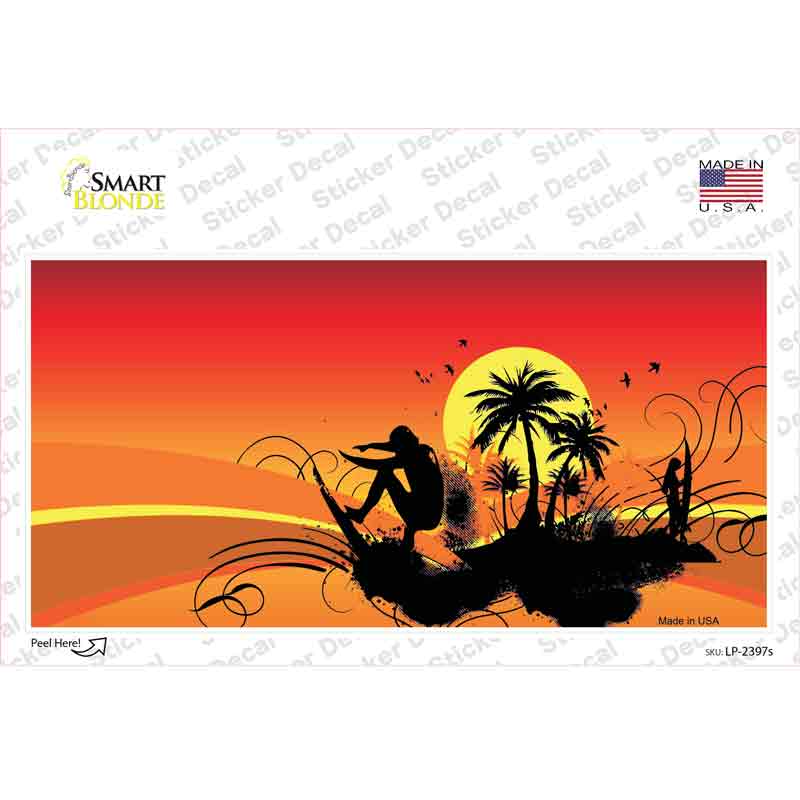 Sunset Surfer Novelty Sticker Decal Small