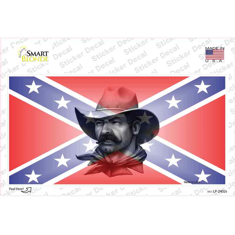 Confederate Flag Cowboy Novelty Sticker Decal Small