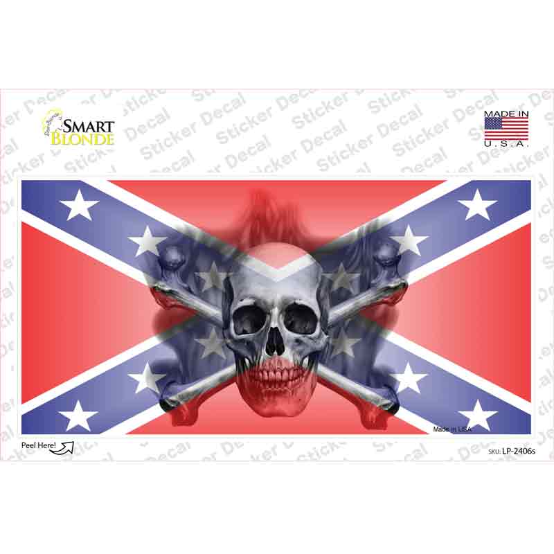 Confederate Flag Skull Novelty Sticker Decal Small