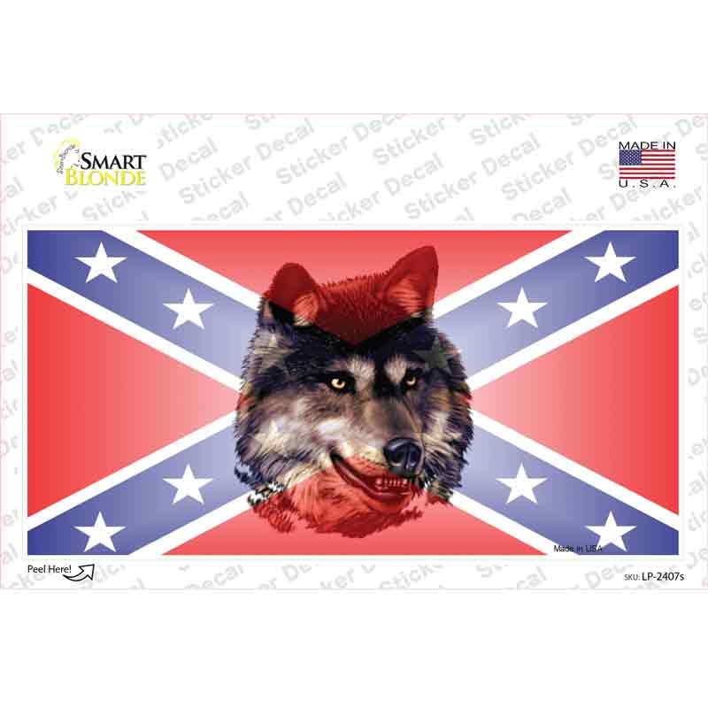 Confederate Flag Wolf Novelty Sticker Decal Small