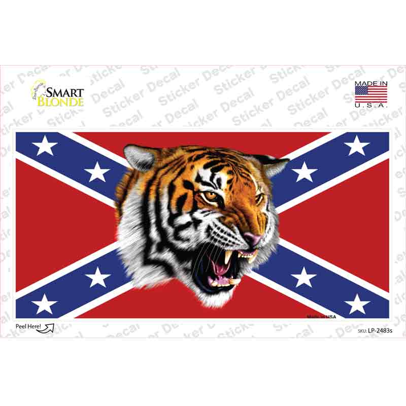 Confederate Flag Tiger Novelty Sticker Decal Small