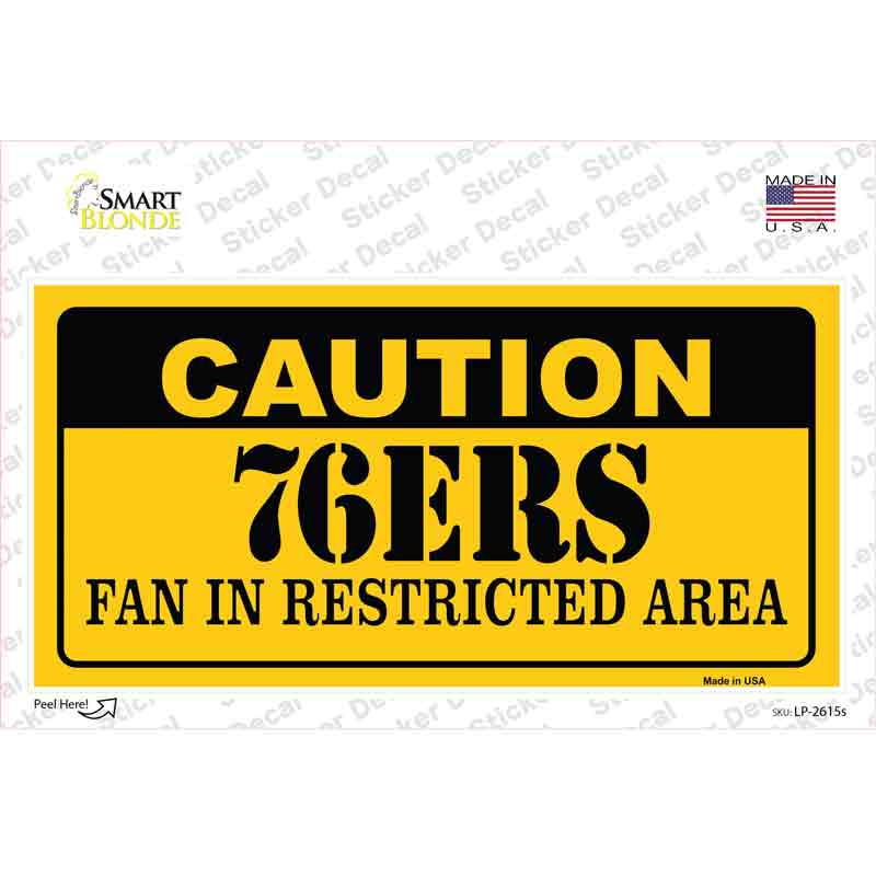 Caution 76ers Fan Novelty Sticker Decal