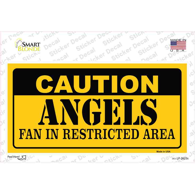 Caution Angels Fan Novelty Sticker Decal Small