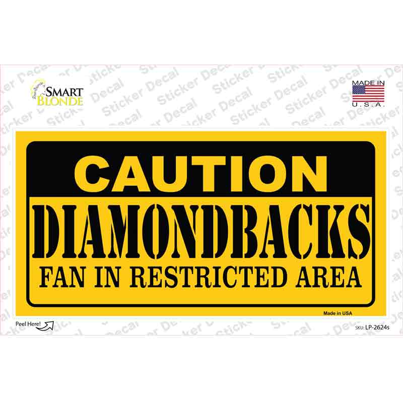 Caution Diamondbacks Fan Novelty Sticker Decal Small