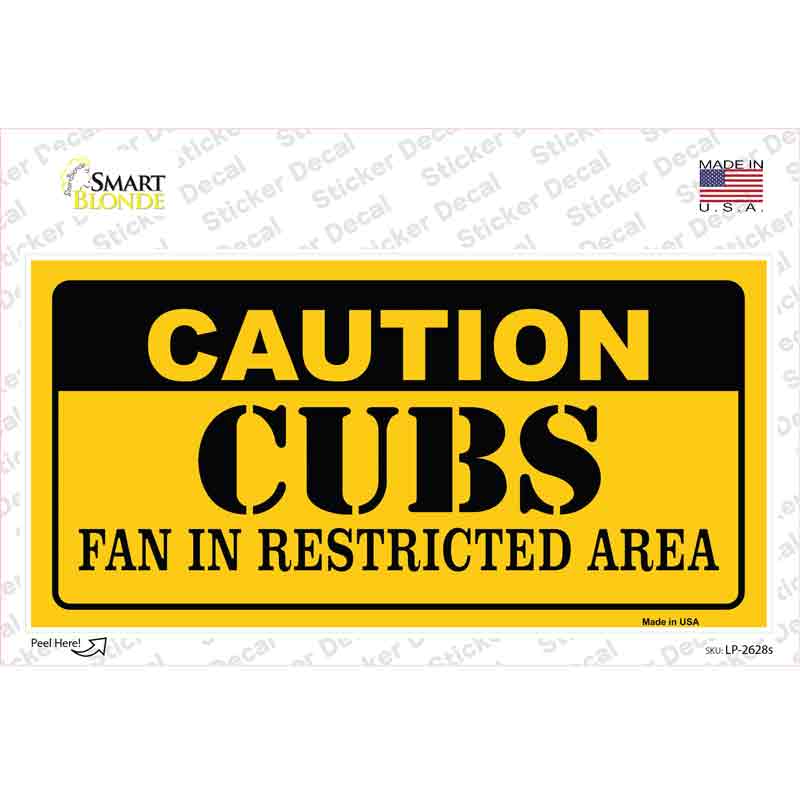 Caution Cubs Fan Novelty Sticker Decal Small