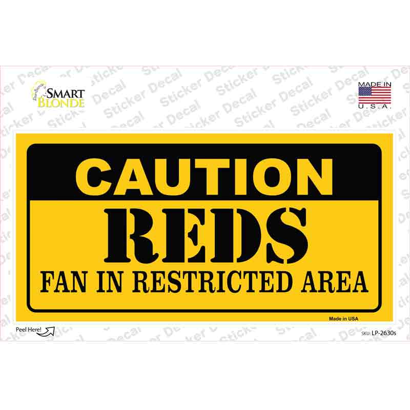 Caution Reds Fan Novelty Sticker Decal Small