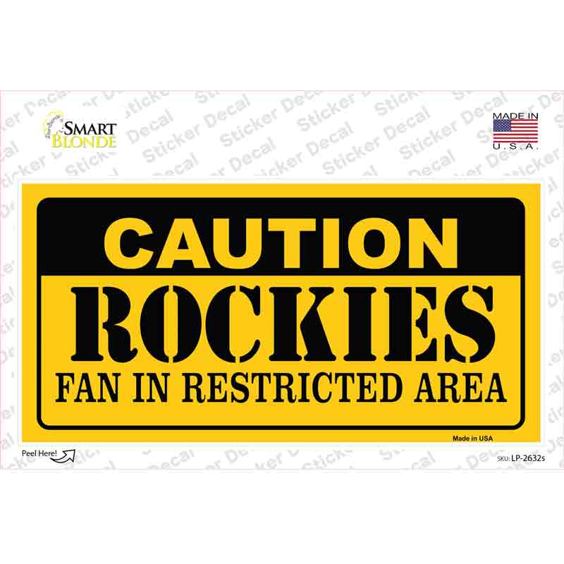 Caution Rockies Fan Novelty Sticker Decal Small