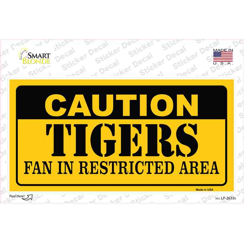 Caution Tigers Fan Novelty Sticker Decal Small