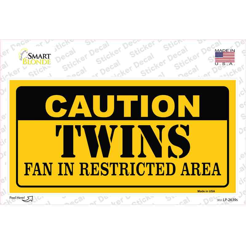 Caution Twins Fan Novelty Sticker Decal Small