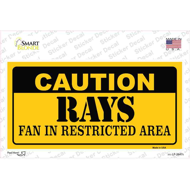 Caution Rays Fan Novelty Sticker Decal Small