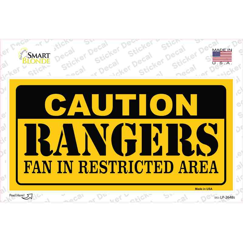 Caution Rangers Fan Novelty Sticker Decal