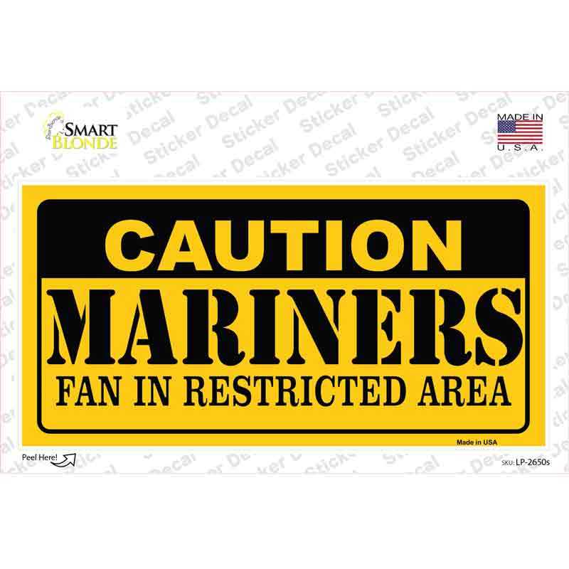 Caution Mariners Fan Novelty Sticker Decal Small