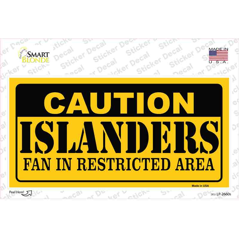 Caution Islanders Novelty Sticker Decal Small