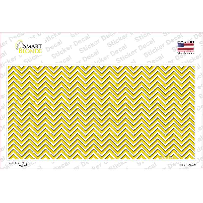 Yellow White Chevron Novelty Sticker Decal