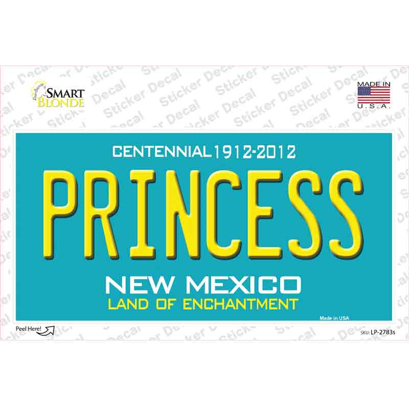 Princess New Mexico Teal Novelty Sticker Decal Small