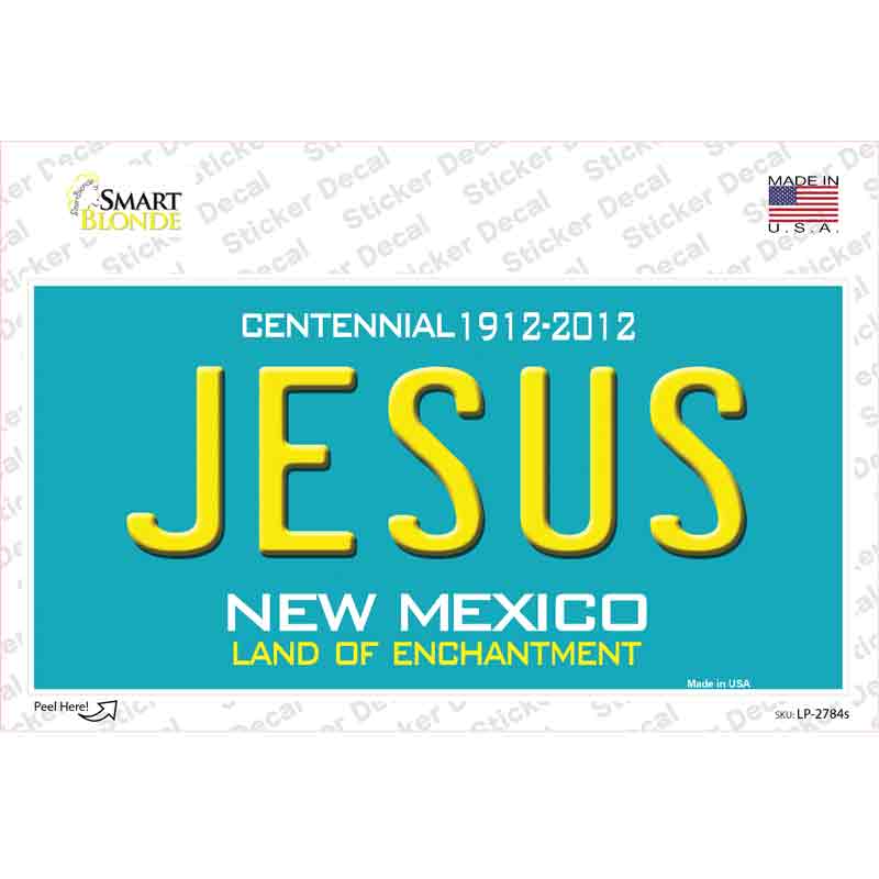 Jesus New Mexico Teal Novelty Sticker Decal Small