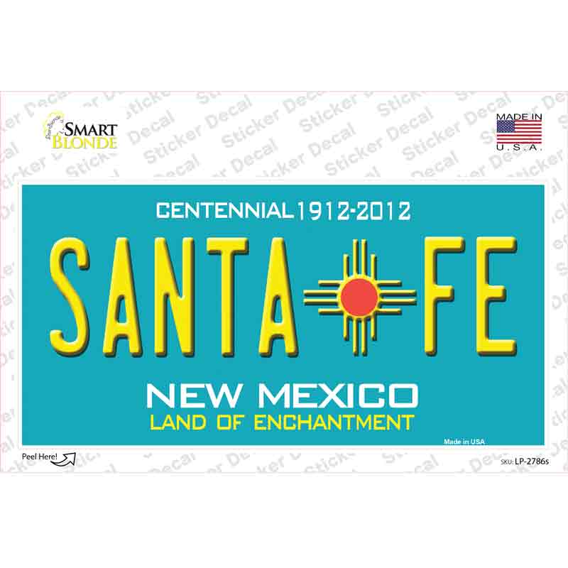 Santa Fe New Mexico Teal Novelty Sticker Decal Small