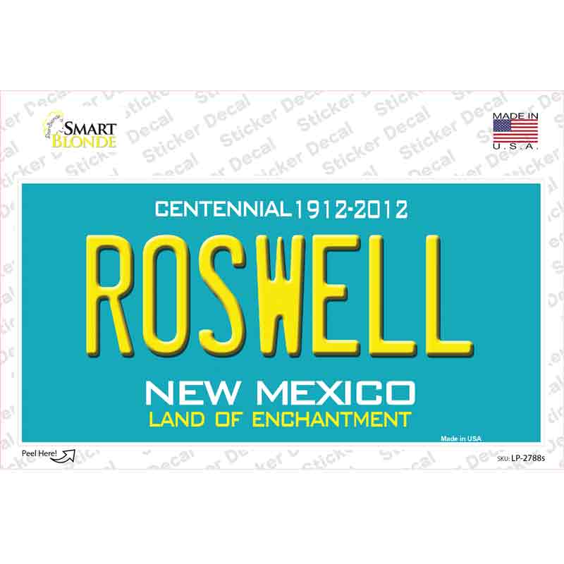 Roswell New Mexico Teal Novelty Sticker Decal Small