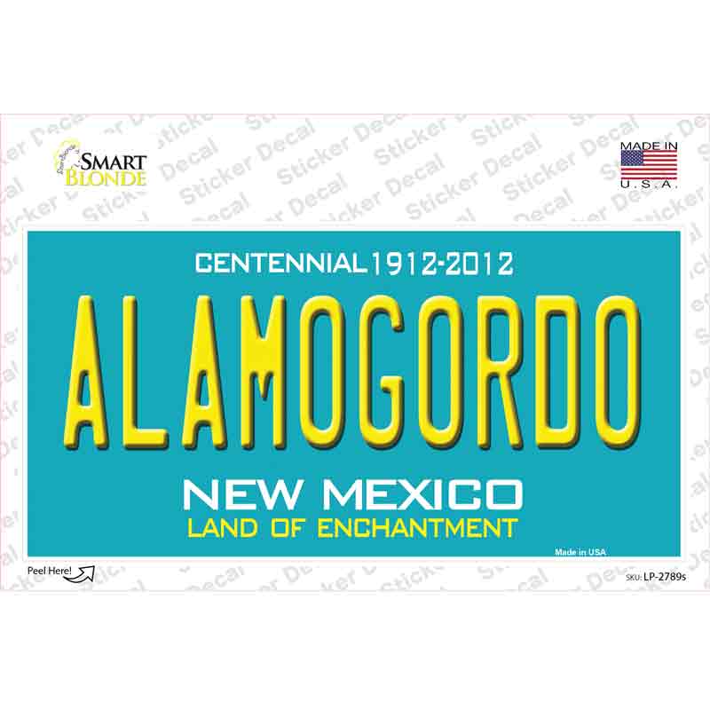 Alamogordo New Mexico Teal Novelty Sticker Decal