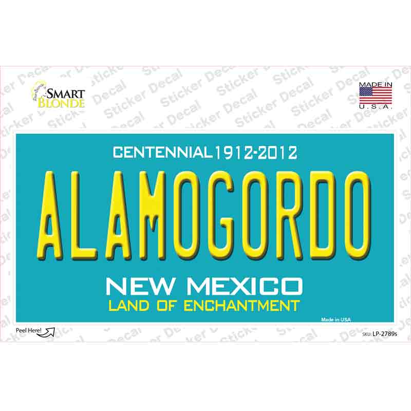 Alamogordo New Mexico Teal Novelty Sticker Decal Small