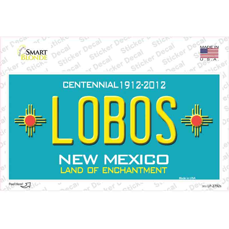 Lobos New Mexico Teal Novelty Sticker Decal Small