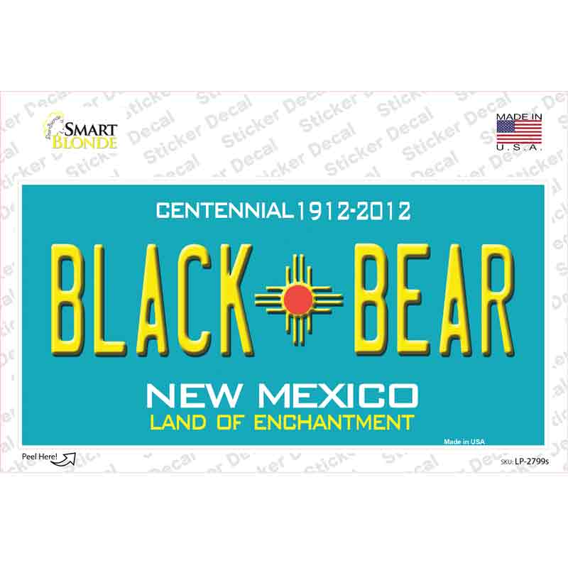 Black Bear New Mexico Teal Novelty Sticker Decal Small