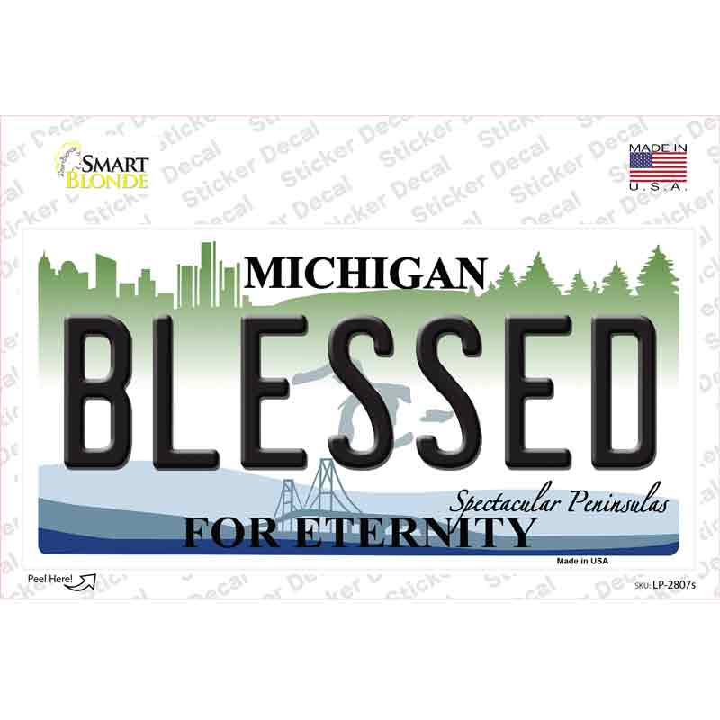 Blessed Michigan State Novelty Sticker Decal Small